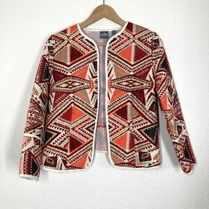Soho New York & Company Jacket Womens Small Multicolor Embroidered Boho Tribal